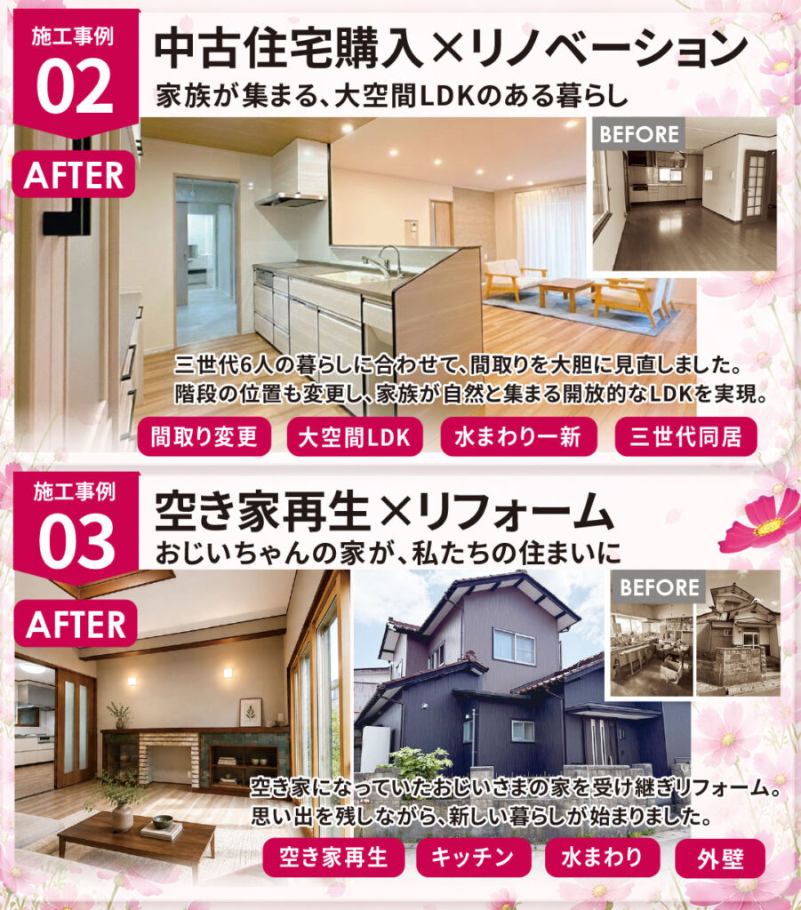 中古住宅購入×リノベーション／空き家再生×リフォーム施工事例